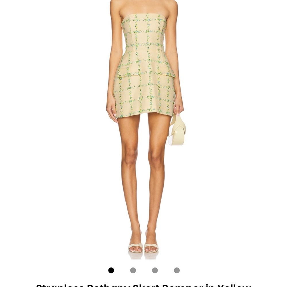 Amanda Uprichard Strapless Mini Dress in Cream and Green